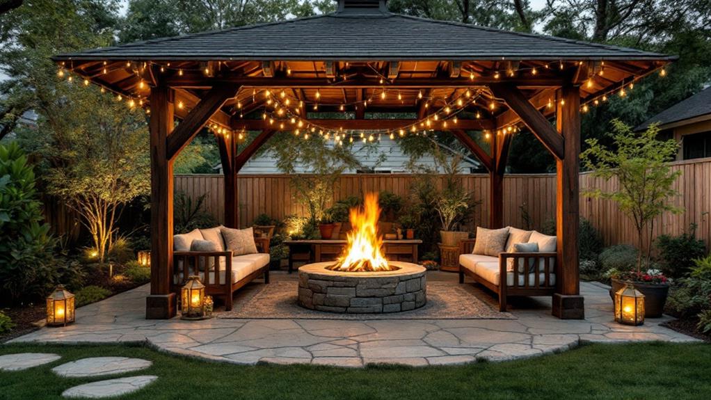 backyard gazebo fire pit ideas