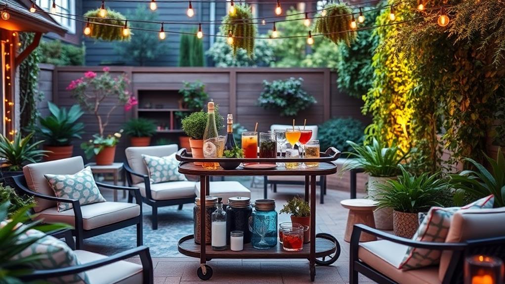 chic bar cart arrangement