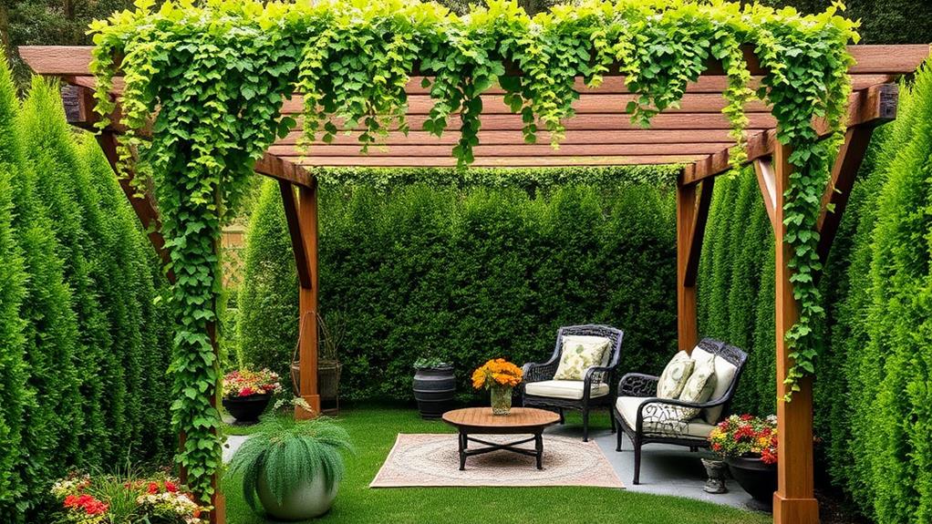 climbing plants adorn arbor