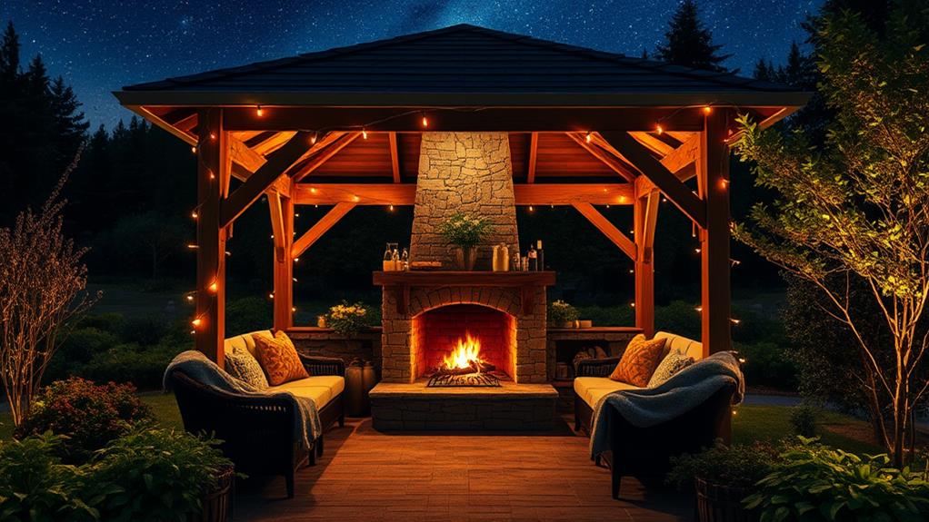 cozy enclosed fireplace gazebo