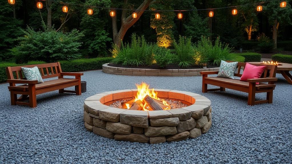 gravel circled fire pit