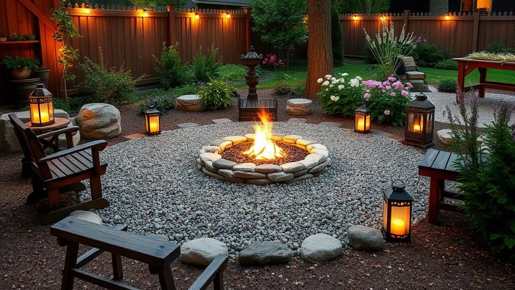 gravel fire pit setup