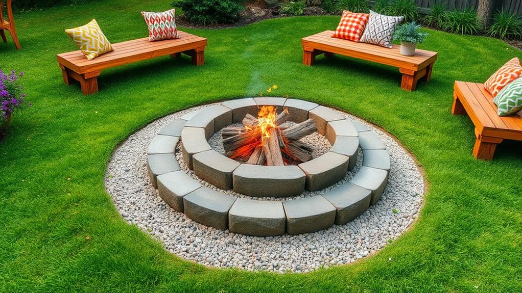 gravel surrounded fire pit