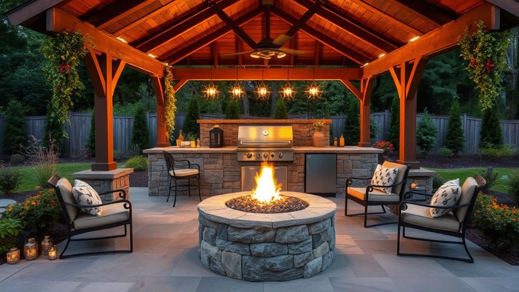 grill equipped outdoor gazebo