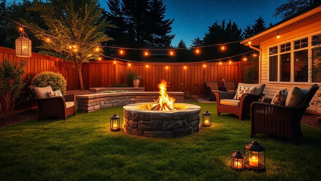 illuminated fire pit areas