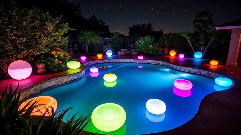 illuminated floating pool decor