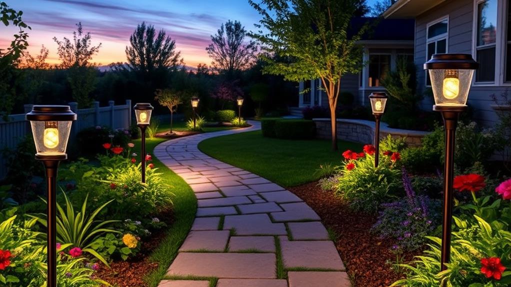 illuminated outdoor garden lights