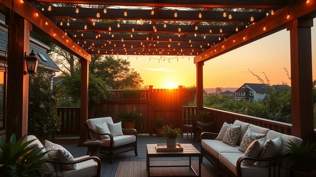 illuminated outdoor pergola decor