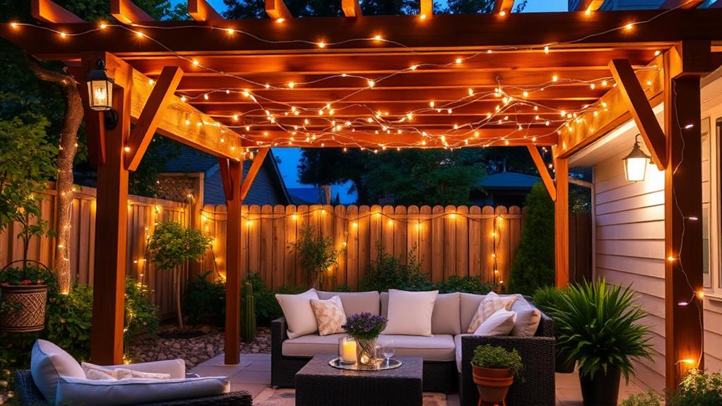 illuminated pergola outdoor space