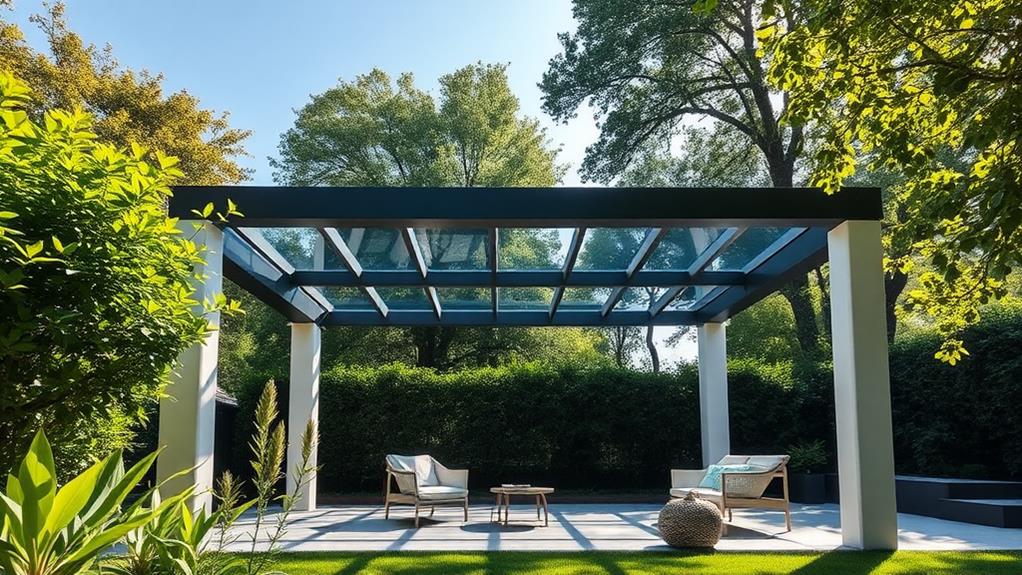 modern sleek glass pergola