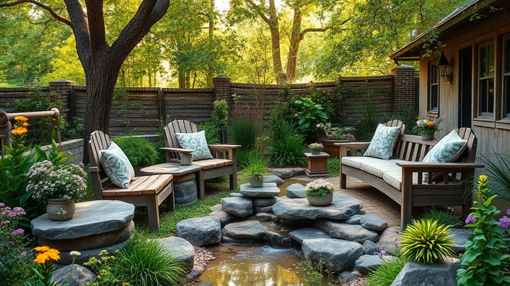 natural outdoor stone benches