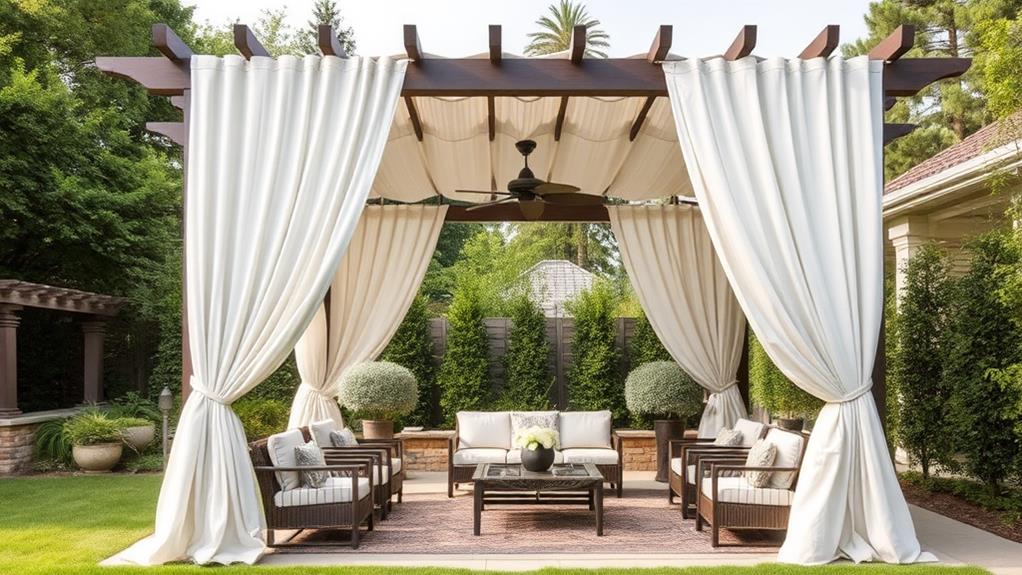 outdoor pergola with curtains