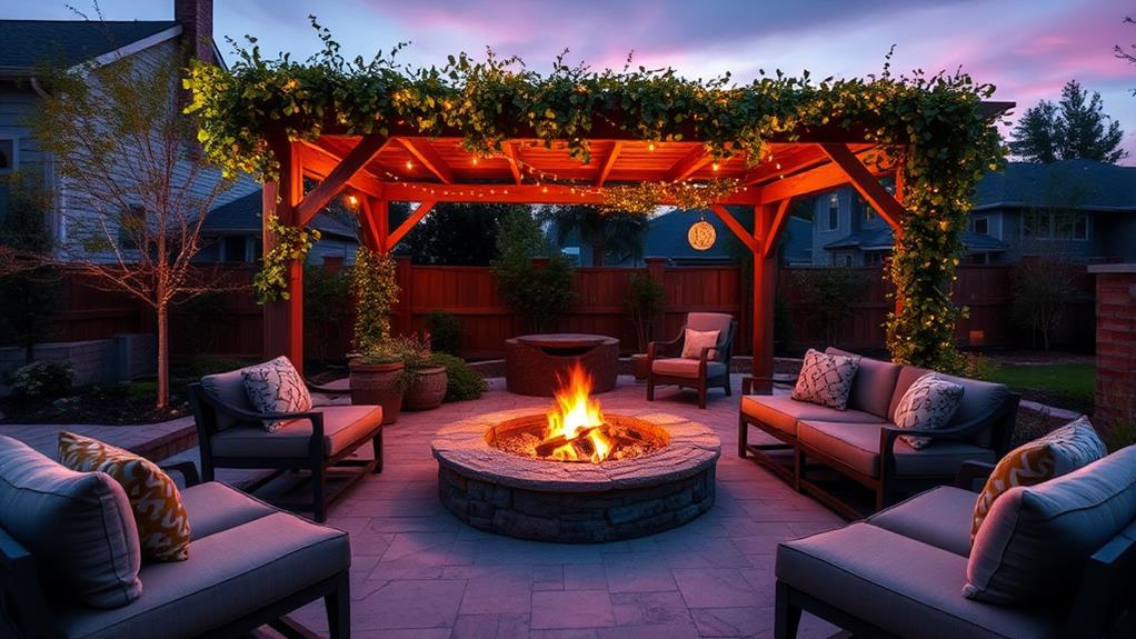 pergola enhanced fire pit