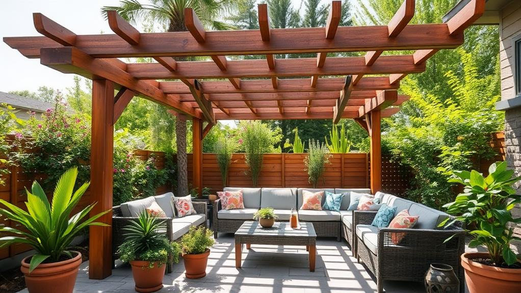 seating integrated pergola design