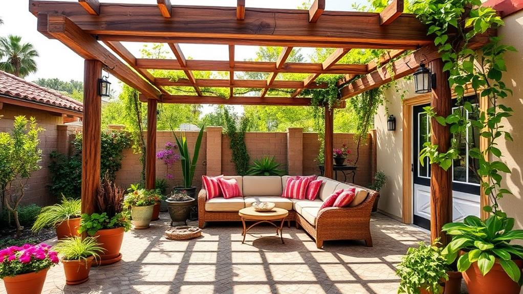 seating integrated pergola design