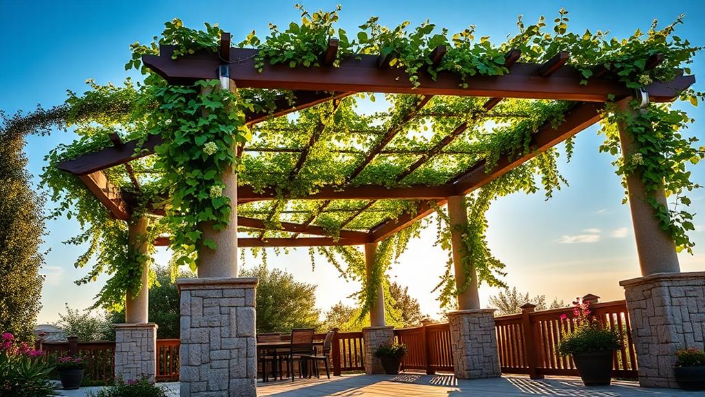 stone accented pergola design