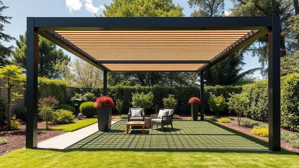 stylish contemporary metal pergola