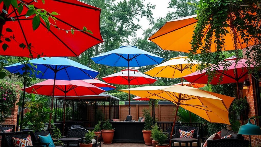 vibrant canopies against rain