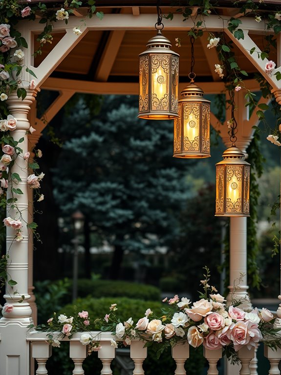 floral accented lanterns display