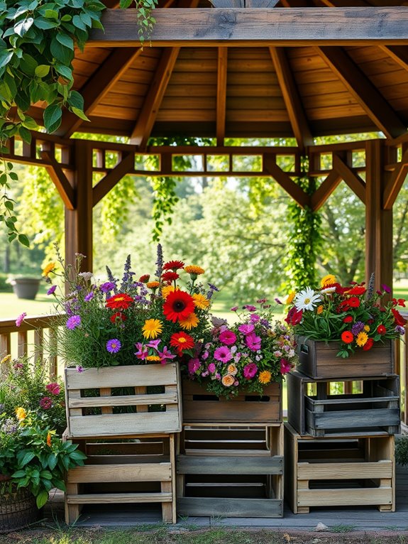 charming wooden floral containers