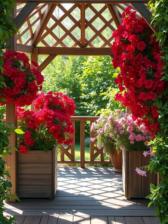 vibrant hanging flower display