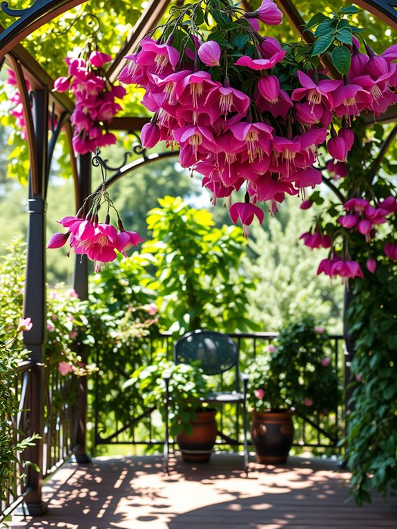 vibrant blooming fuchsia plants