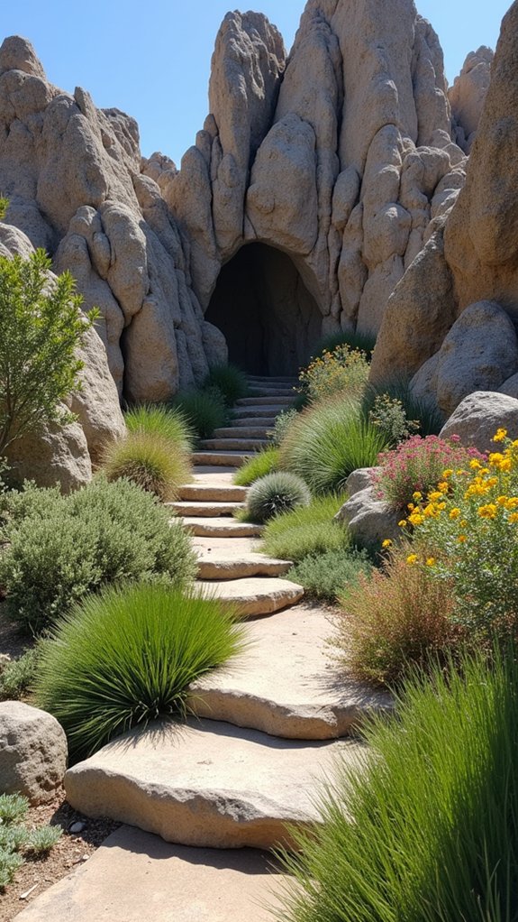 alpine garden with rocks