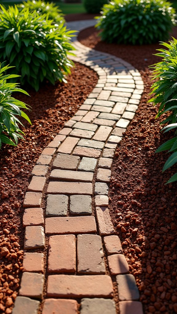 artistic mulch with bricks