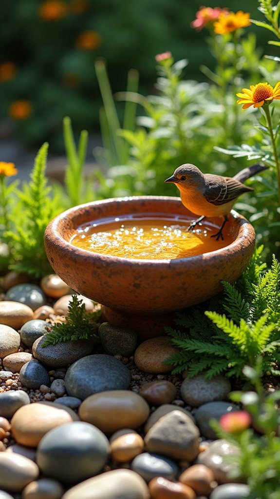 bird bath rock landscaping