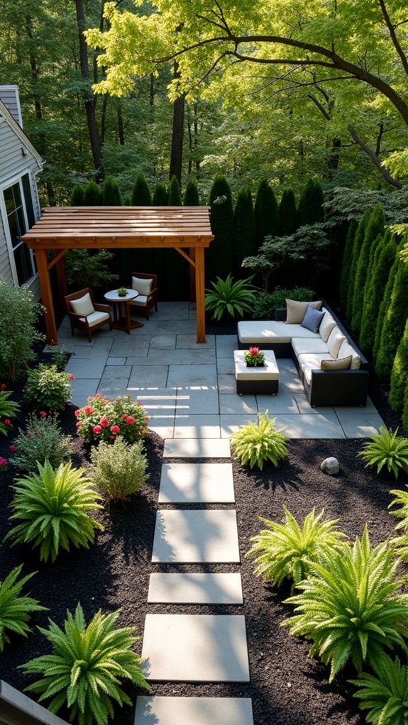 black mulch defines spaces