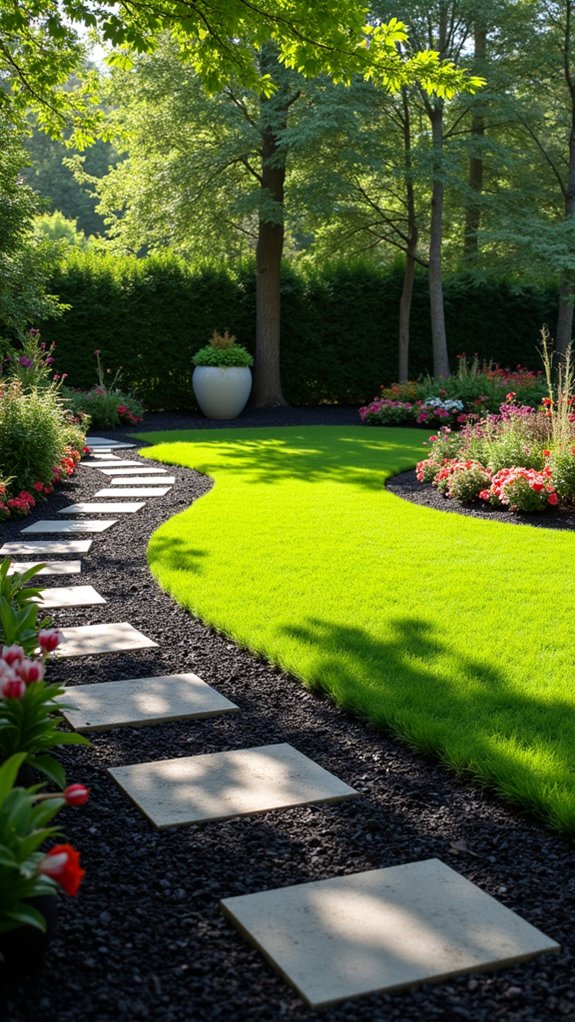 black mulch lawn borders