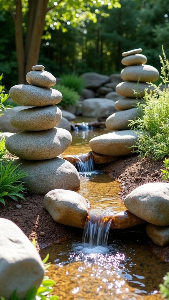 boulder stacks enhance drainage aesthetics