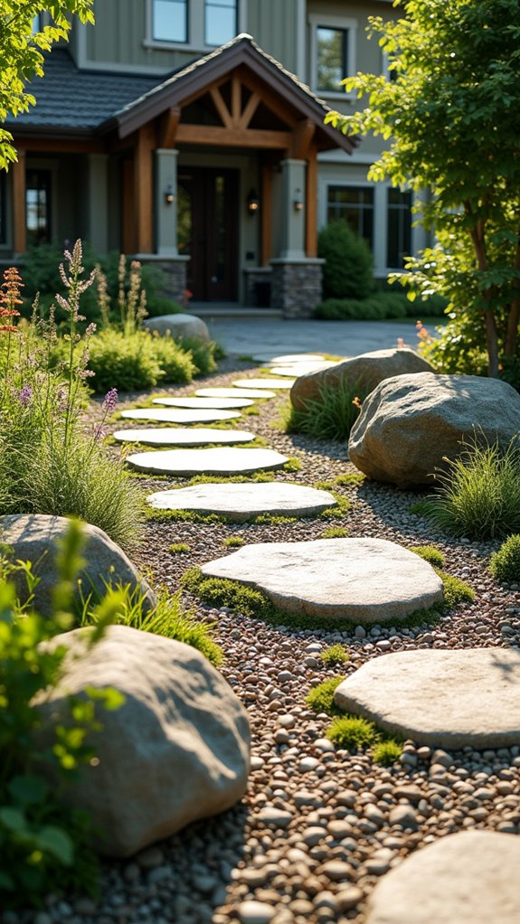 boulders enhance driveway aesthetics