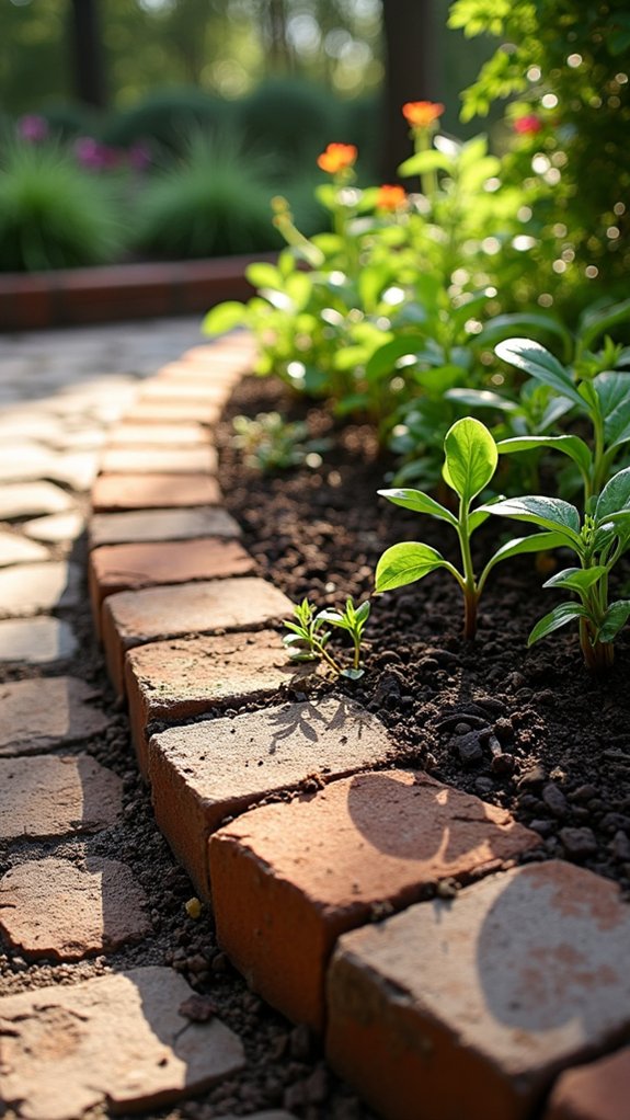 brick and mulch borders