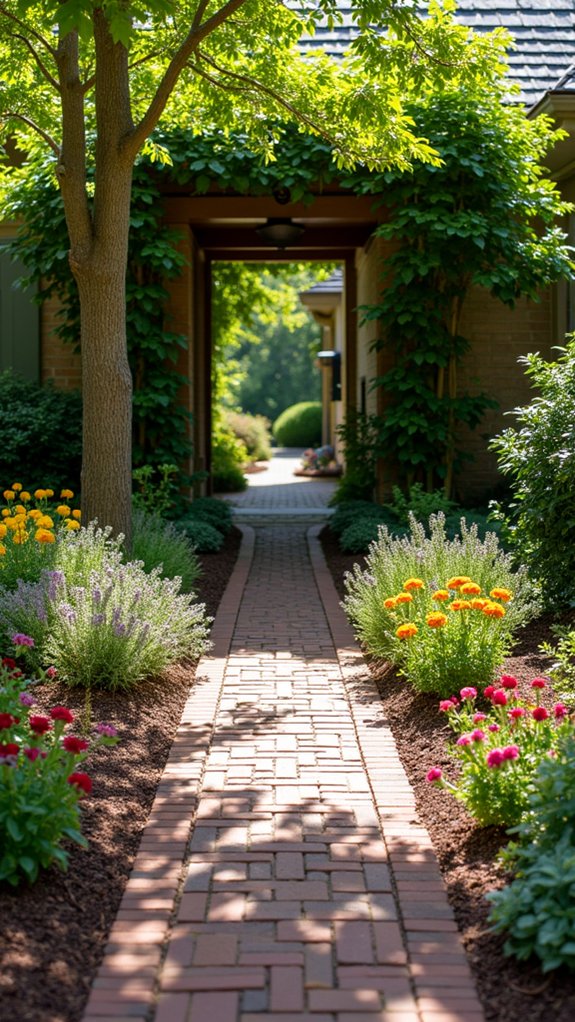 brick and mulch entryway elegance