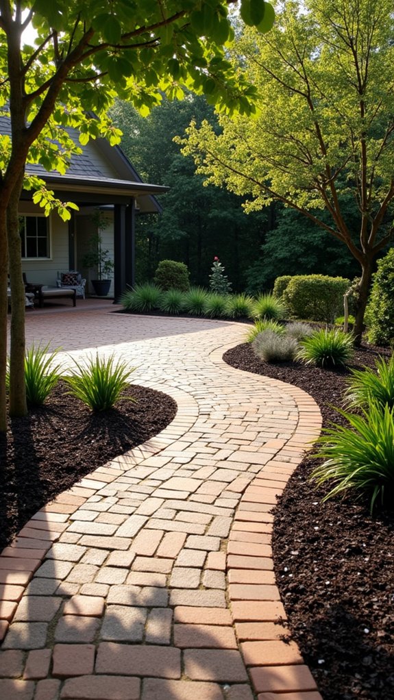 brick and mulch patio design