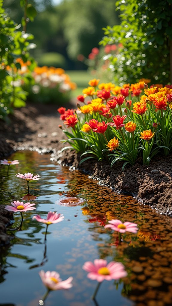 bright blooms contrast mulch