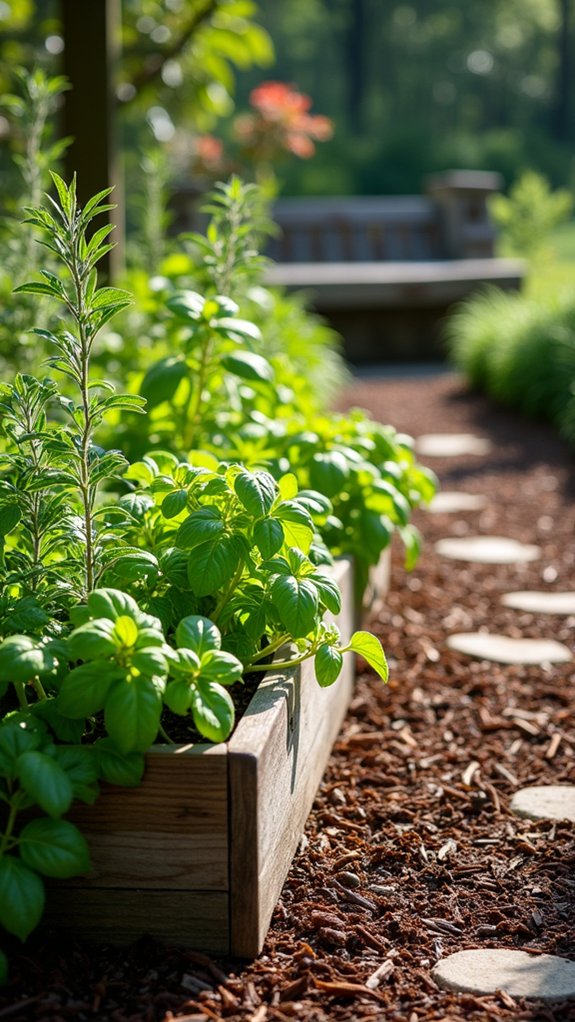 cedar mulch enhances herb gardens