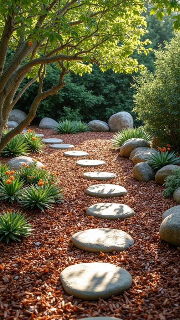 cedar mulch enhances rock gardens