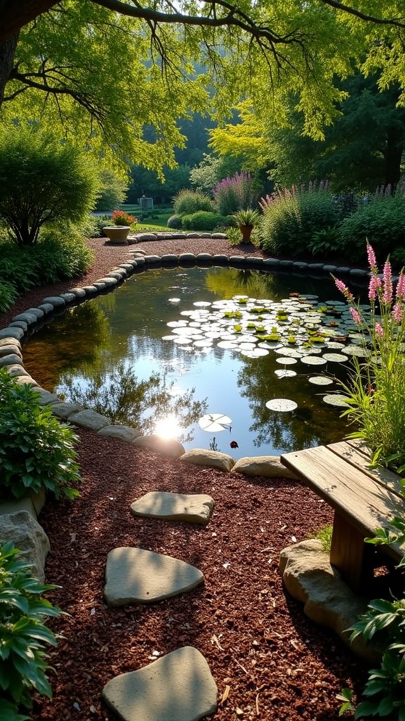 cedar mulch enhances water features