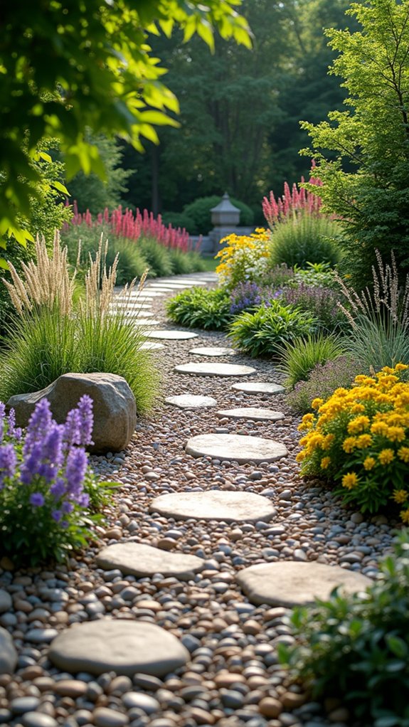 charming functional pebble pathways