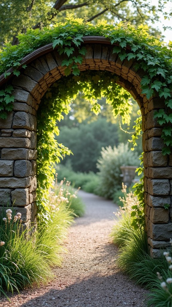 charming rustic stone arbors