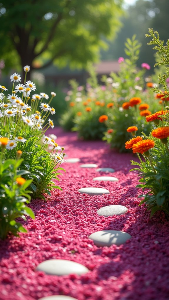 cheerful pink garden mulch