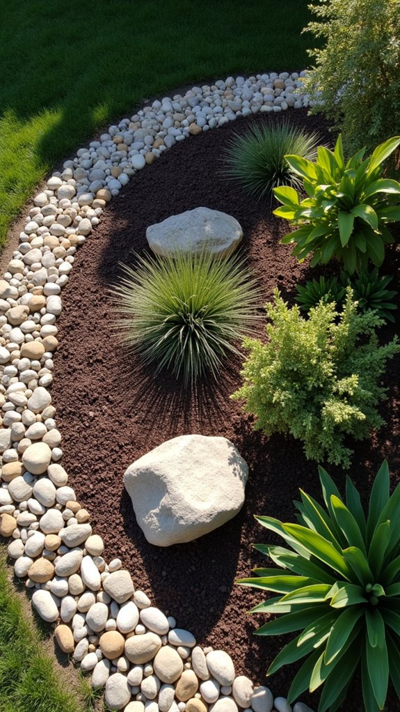 circular stone mulch borders