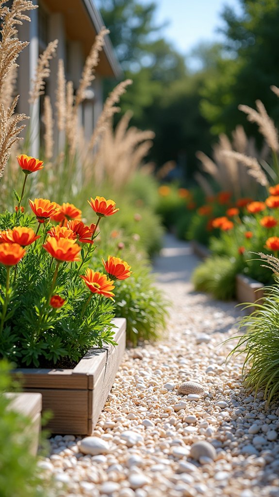 coastal charm with shell mulch