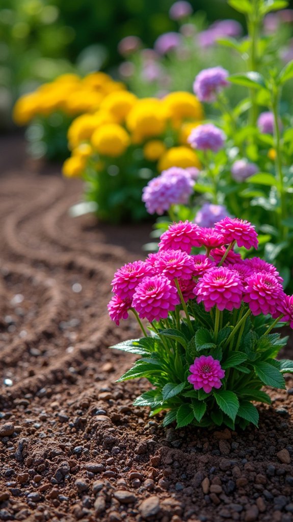 colorful circular garden arrangements