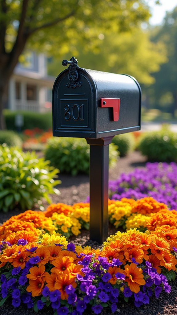colorful flower beds enhance