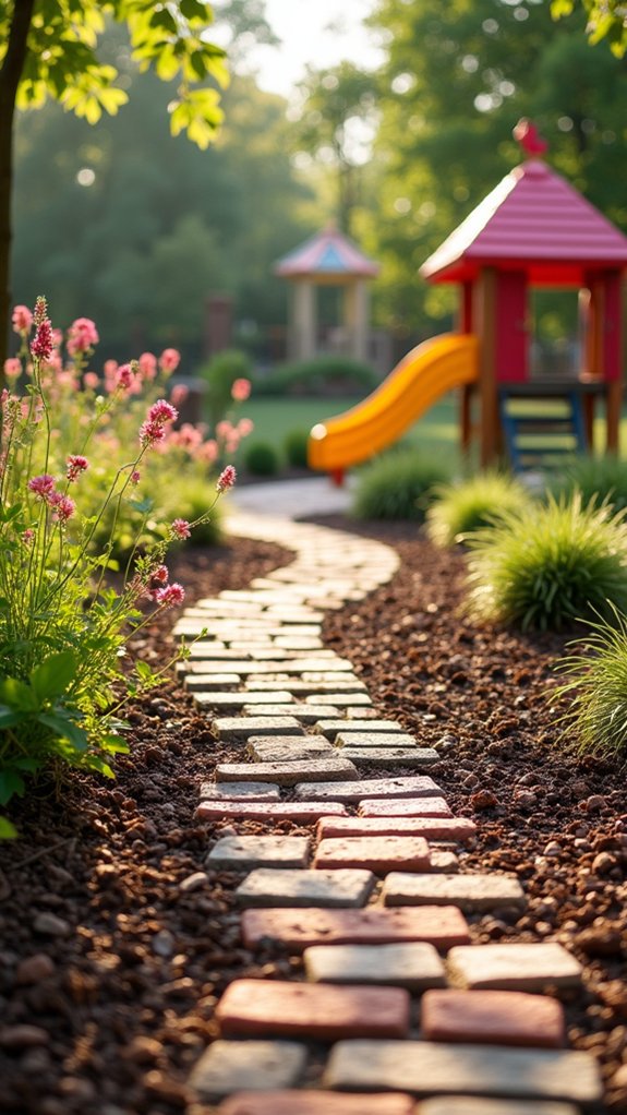 colorful mulch and brick