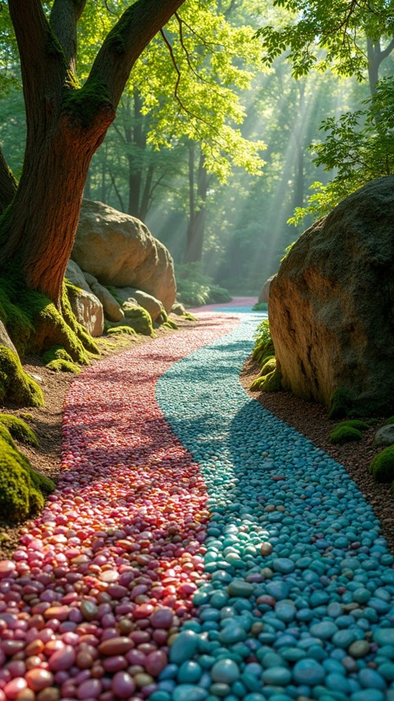 colorful pebble pathway designs