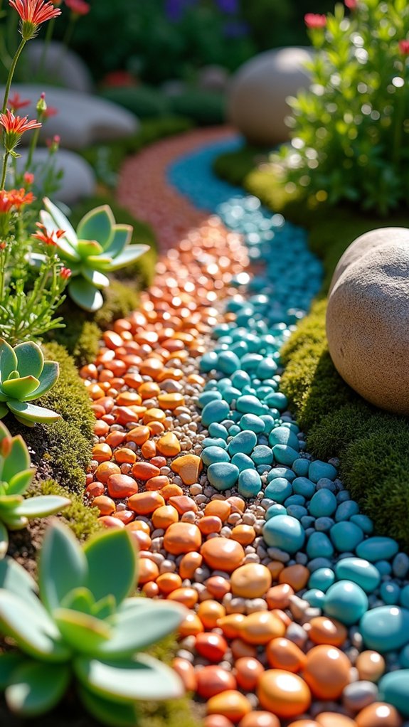 colorful pebbles enhance gardens
